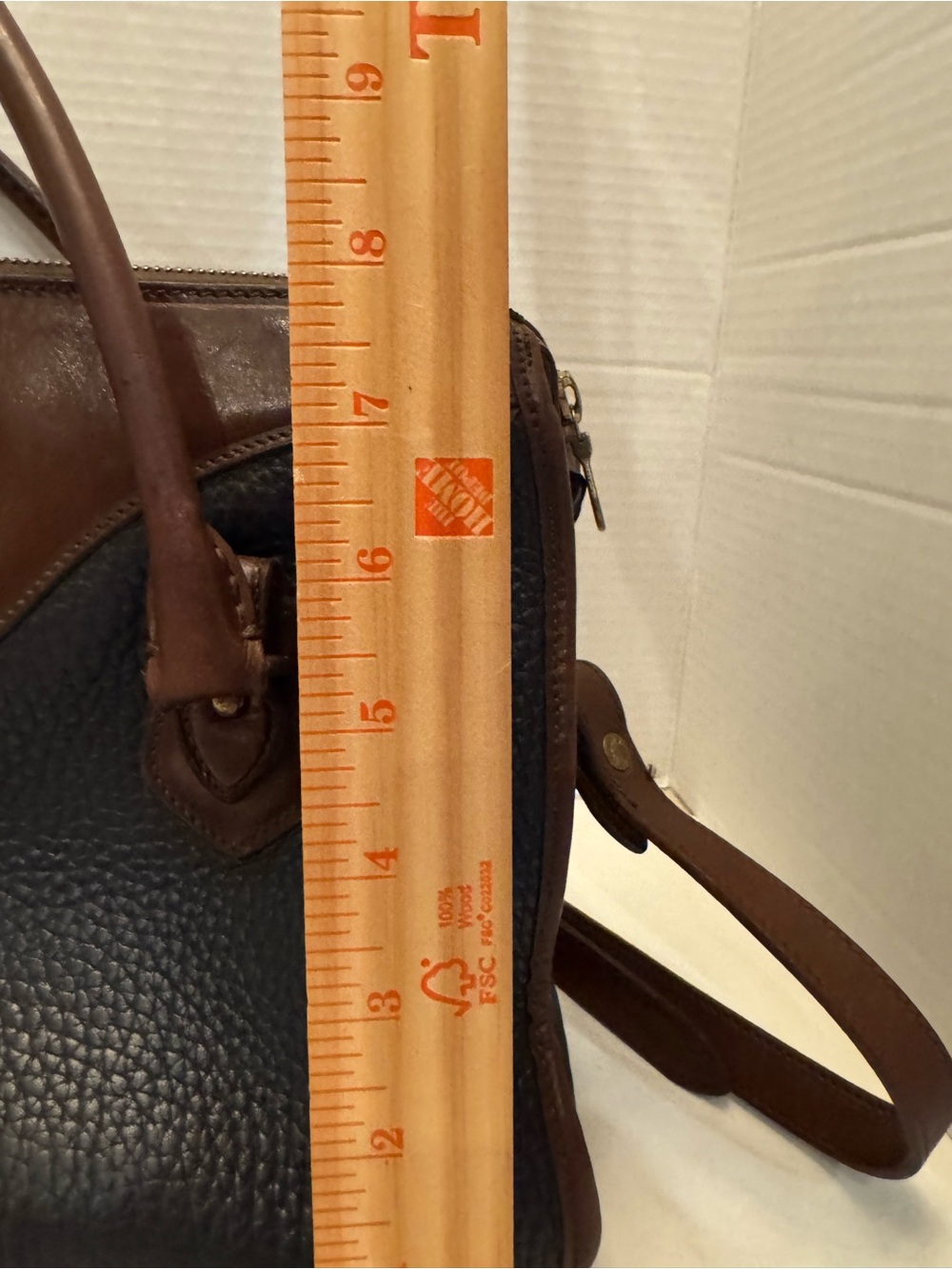 Vintage Dooney & Bourke AWL Navy Satchel Bag Made in USA Duck Fob Strap A6 - Picture 12 of 13